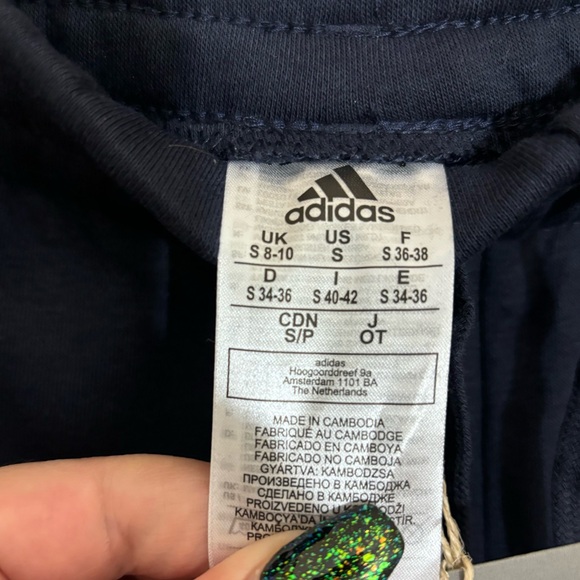 Adidas Jogger Essentials Fleece 3-Stripes Women's SM Dark Blue Sweat Pants NWT - Picture 3 of 7